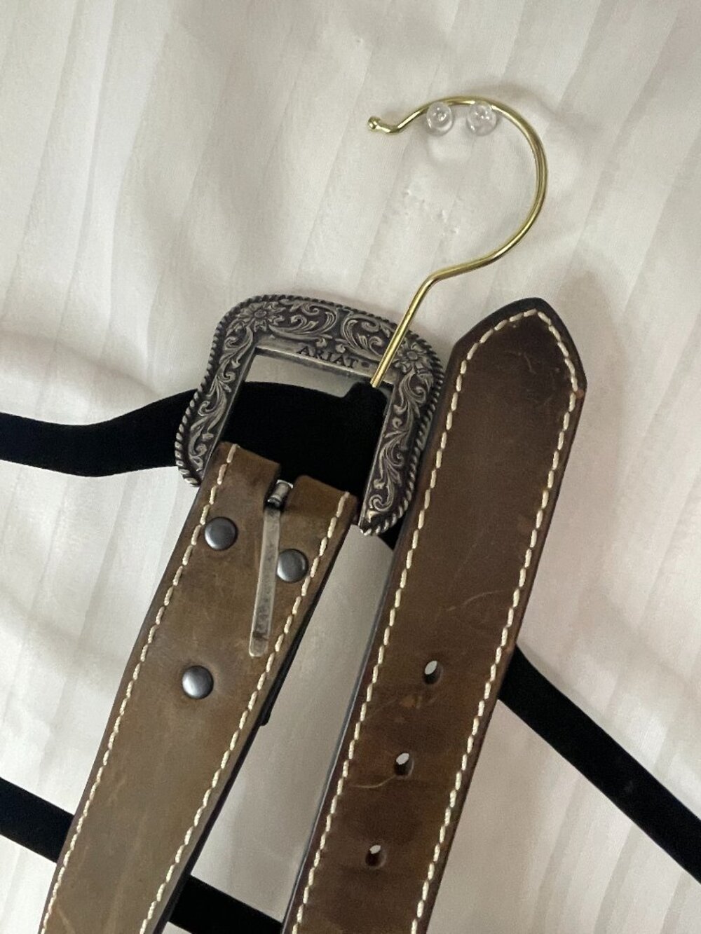 Ariat Genuine Leather Western Belt Brown Floral Buckle Size Small A1523402